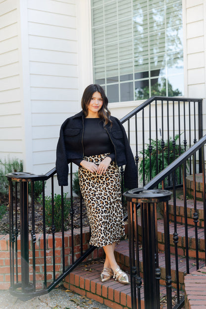 Leopard Embellished Maxi Skirt