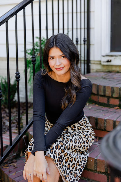 Leopard Embellished Maxi Skirt