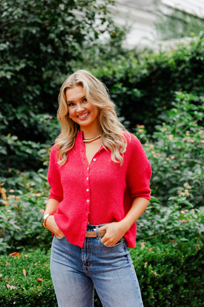 Knit Relaxed Short Sleeve Cardigan