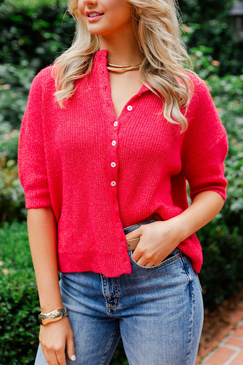 Knit Relaxed Short Sleeve Cardigan