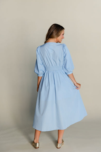 Smocked Waist Front Zip Dress