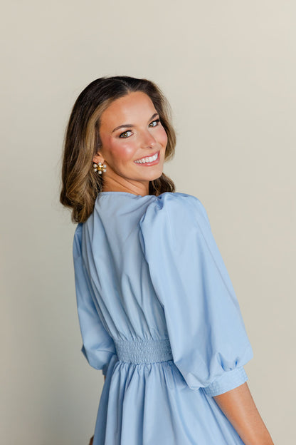 Smocked Waist Front Zip Dress