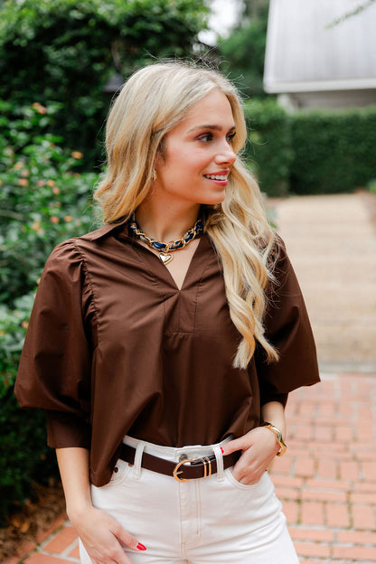 Collared Large Cuff Top