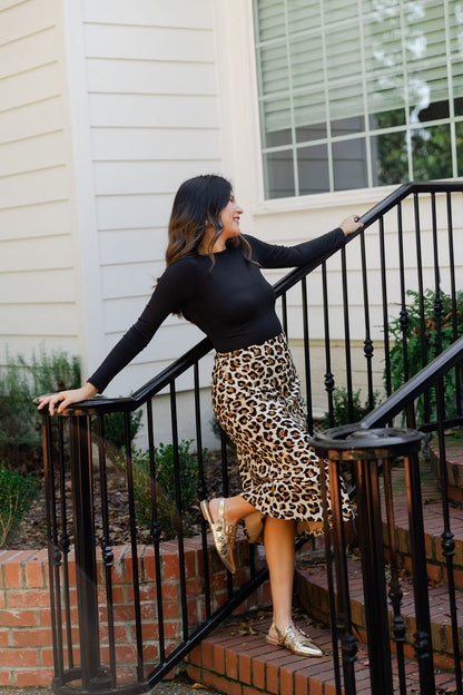 Leopard Embellished Maxi Skirt