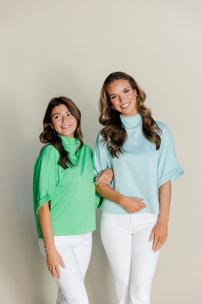 Relaxed Mock Neck Scuba Top