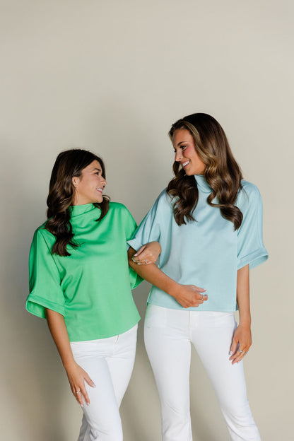 Relaxed Mock Neck Scuba Top