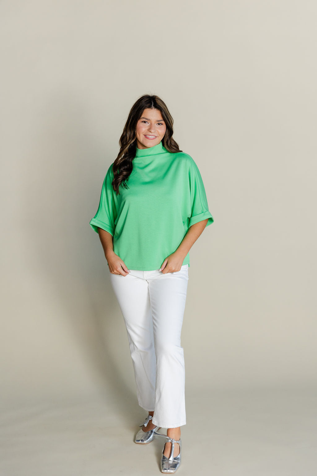 Relaxed Mock Neck Scuba Top