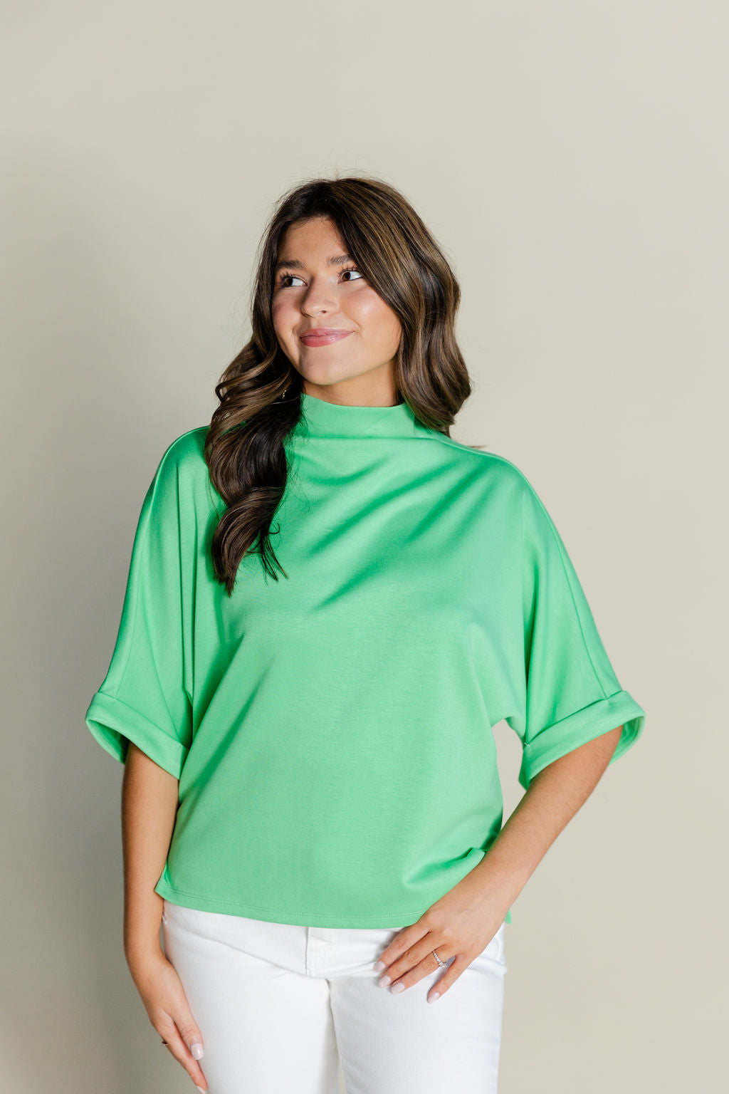 Relaxed Mock Neck Scuba Top