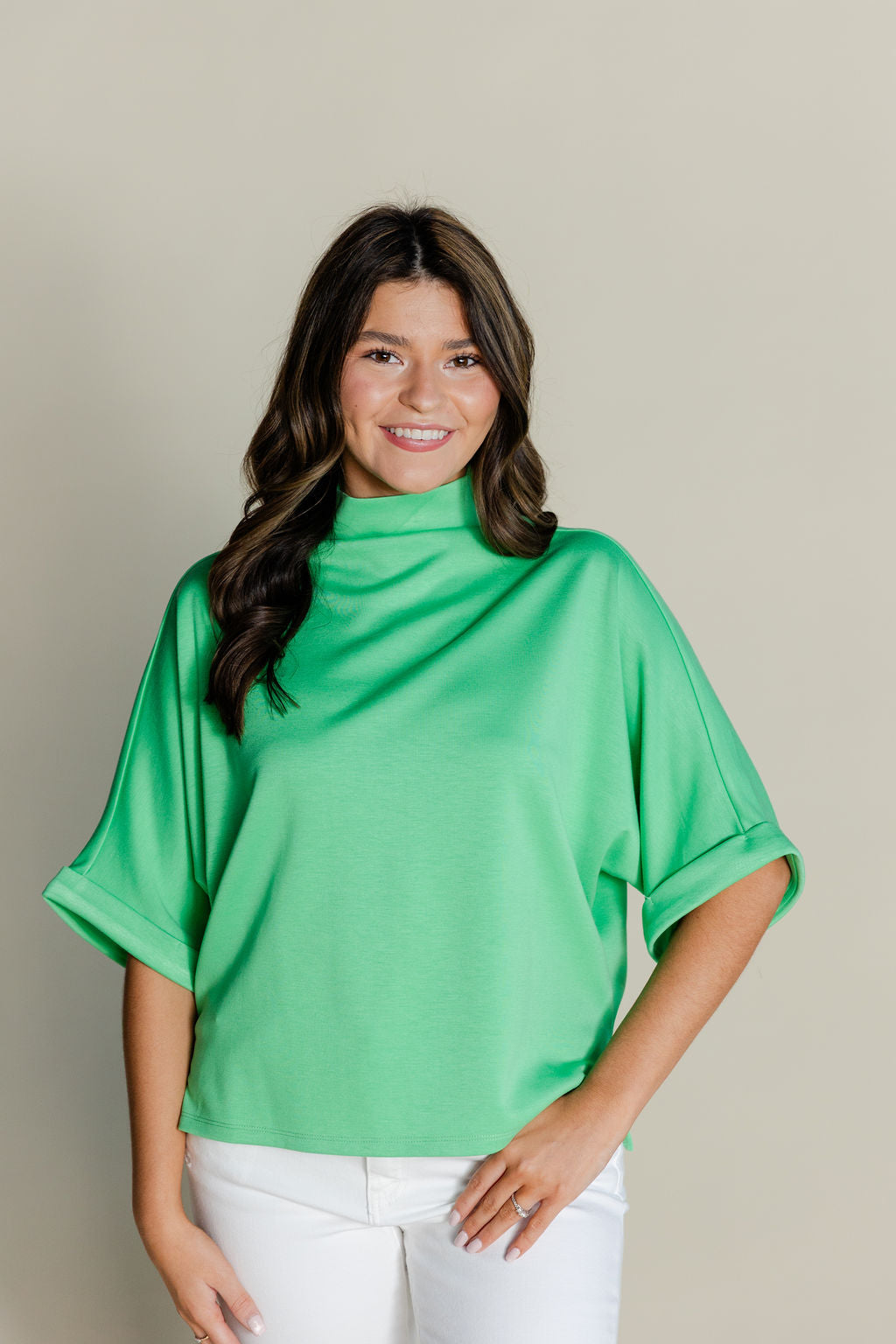 Relaxed Mock Neck Scuba Top