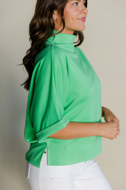 Relaxed Mock Neck Scuba Top