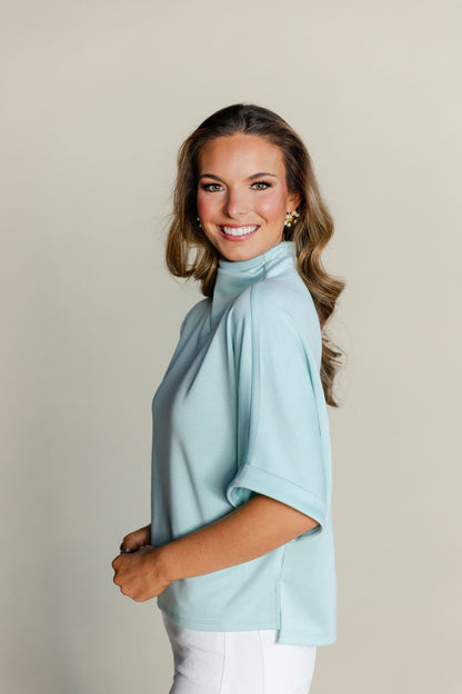 Relaxed Mock Neck Scuba Top