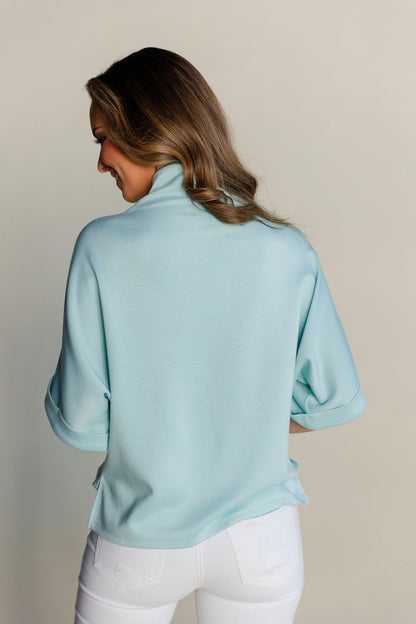 Relaxed Mock Neck Scuba Top