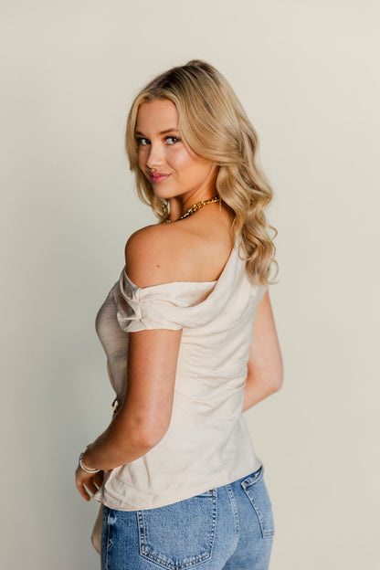 Gold Detail Textured Drape Top