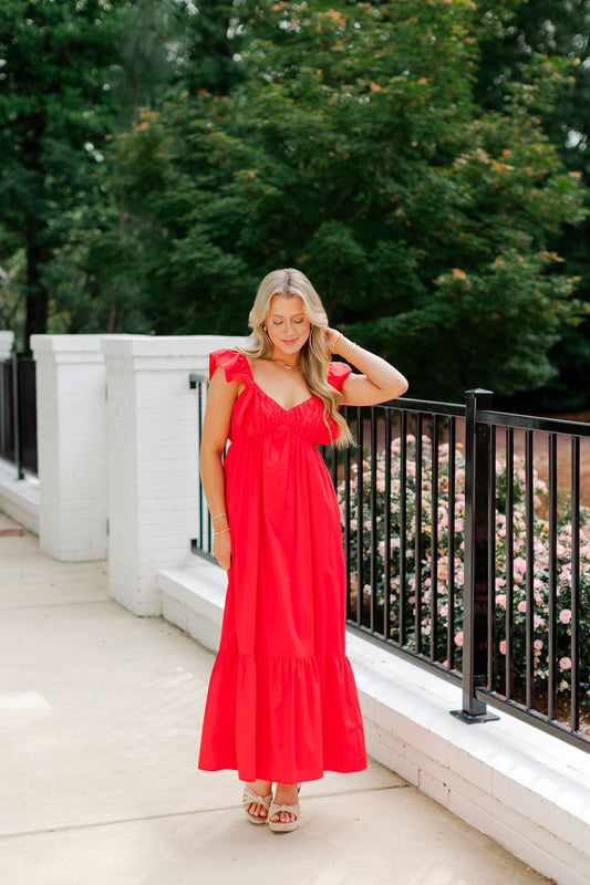 Flutter Sleeve Poplin Dress