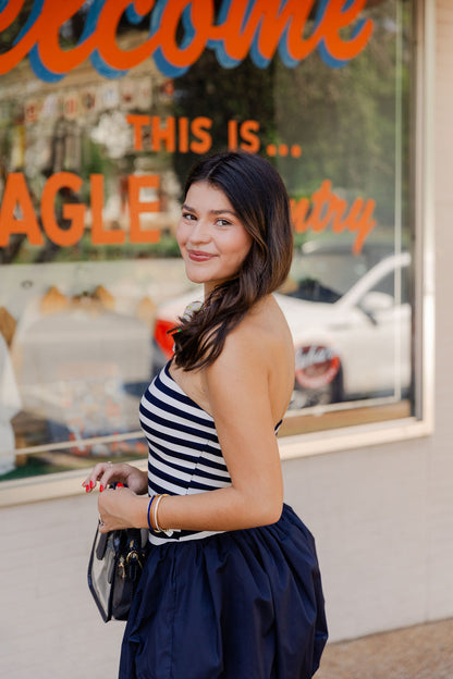 Tube Striped Bubble Hem Mini Dress