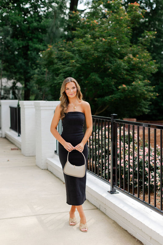 Strapless Denim Maxi Dress