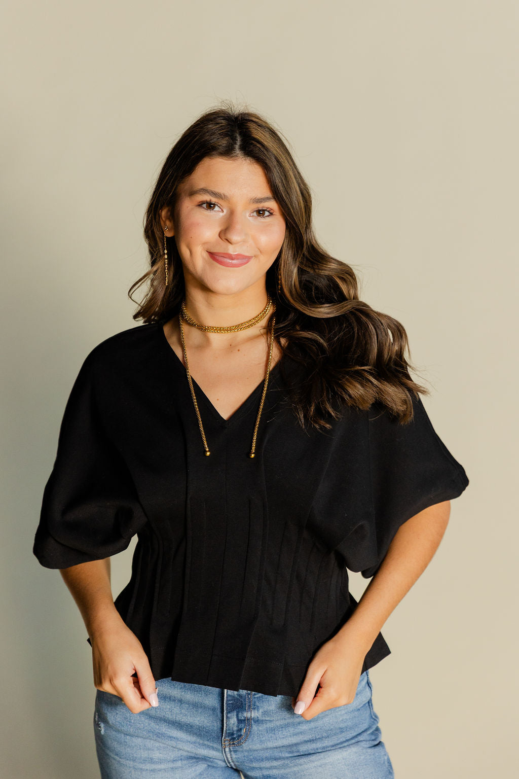 Pleated Dolman Top