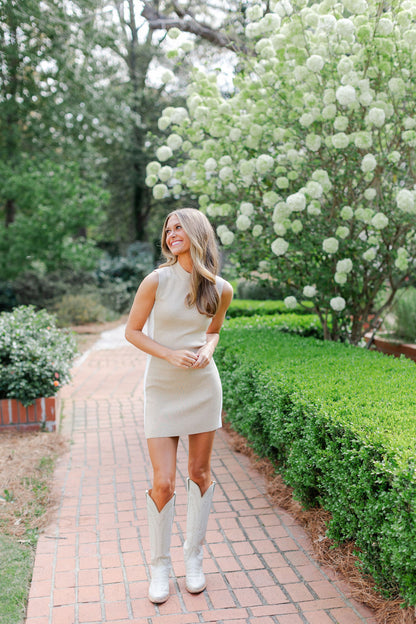 Mock Neck Sleeveless Mini Dress