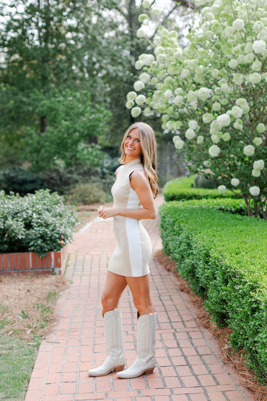 Mock Neck Sleeveless Mini Dress