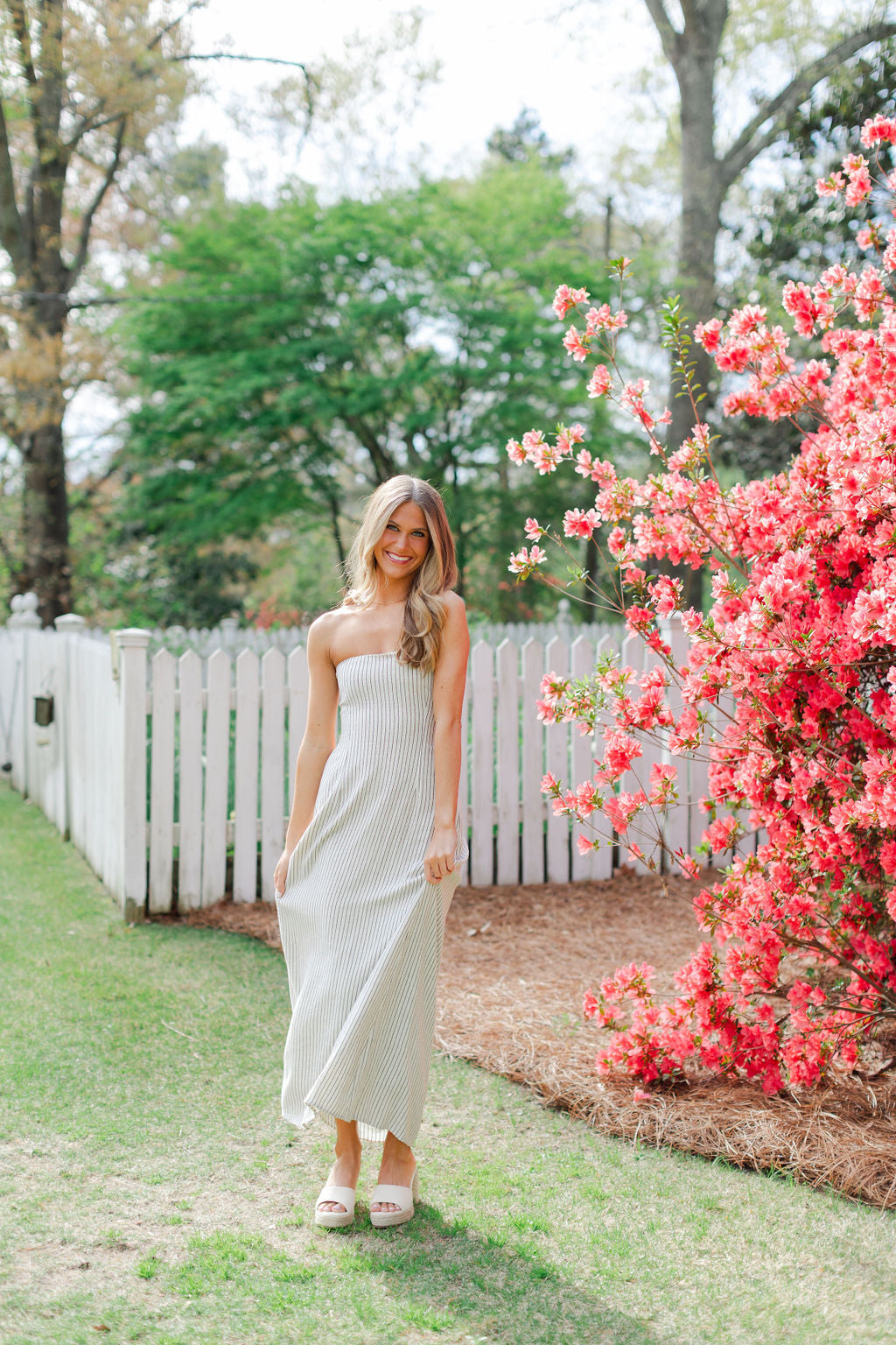 Striped Back Tie Maxi Dress