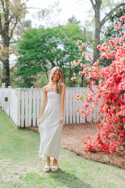 Striped Back Tie Maxi Dress