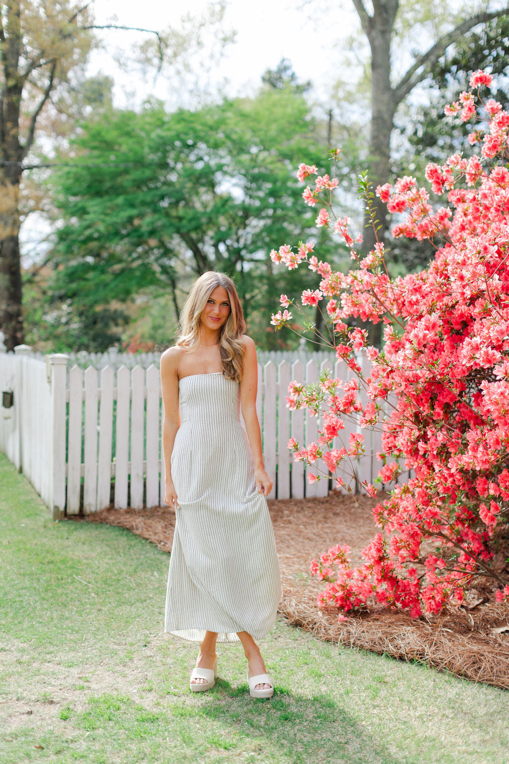 Striped Back Tie Maxi Dress