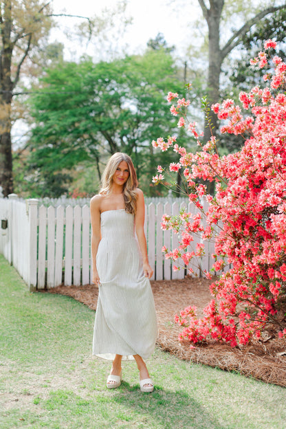 Striped Back Tie Maxi Dress