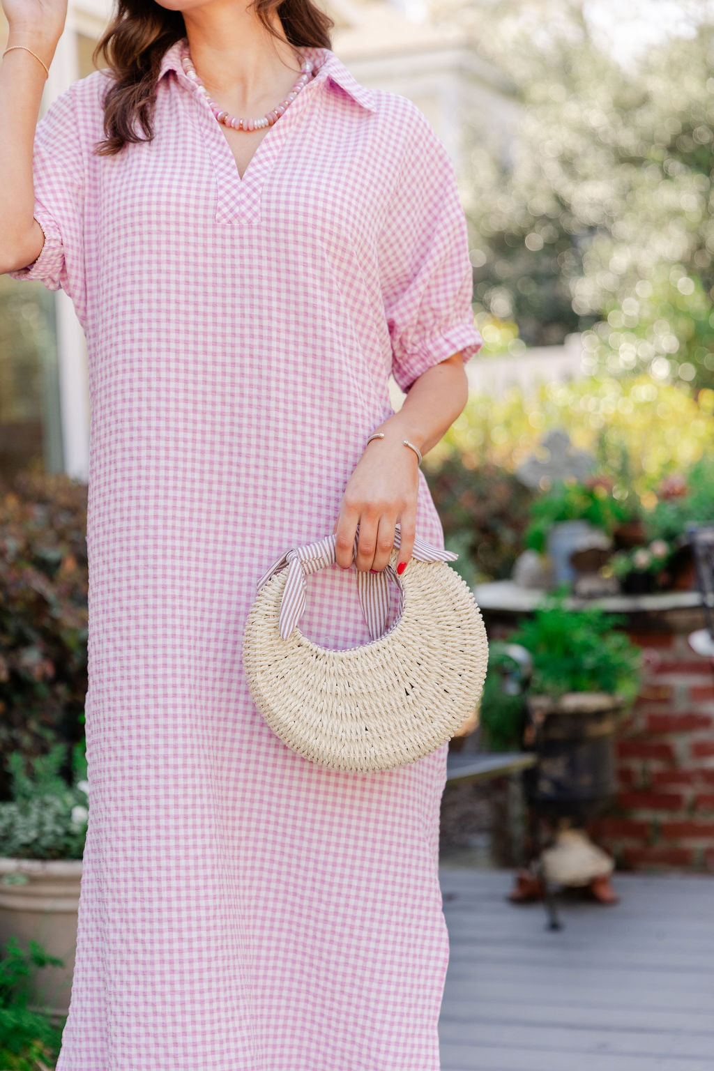 Gingham Collared Midi Dress
