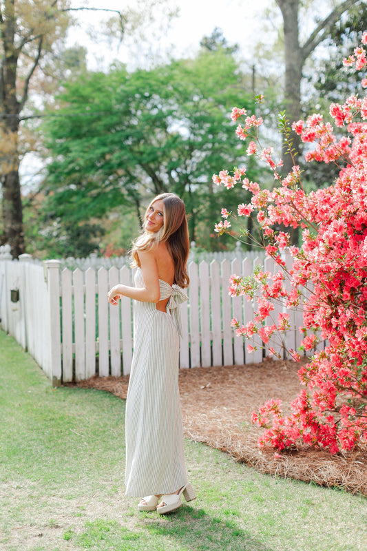 Striped Back Tie Maxi Dress