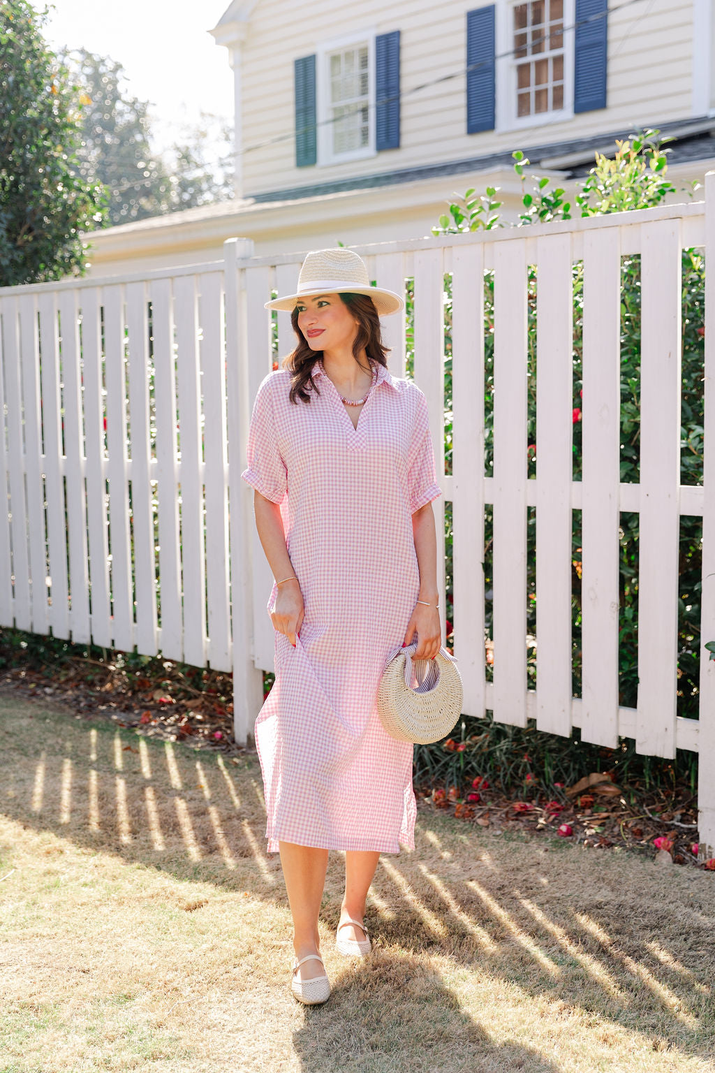 Gingham Collared Midi Dress