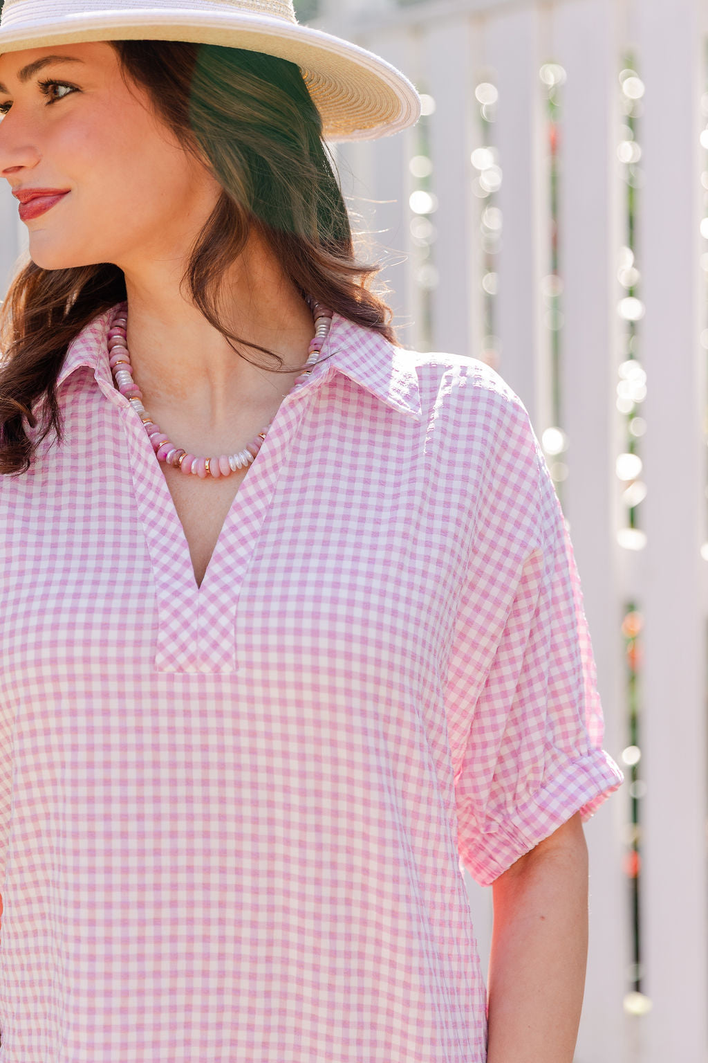 Gingham Collared Midi Dress