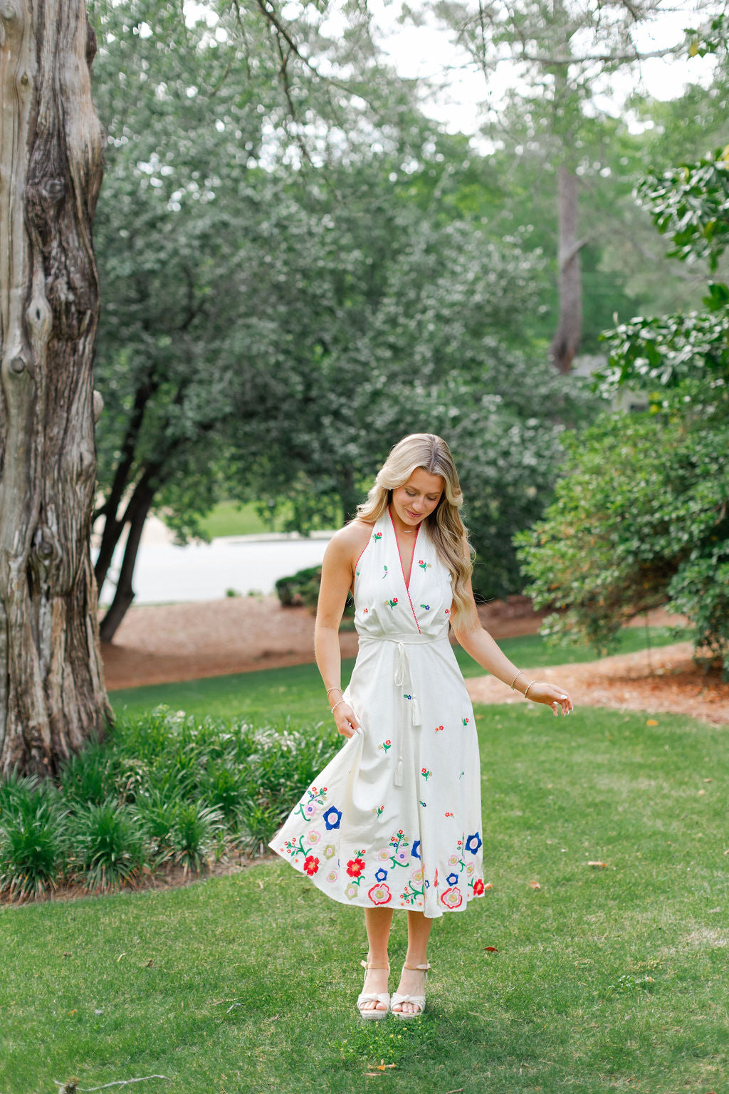 Embroidered Halter Dress