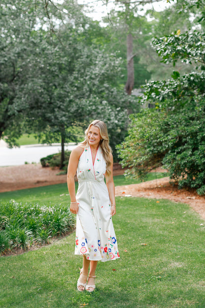 Embroidered Halter Dress