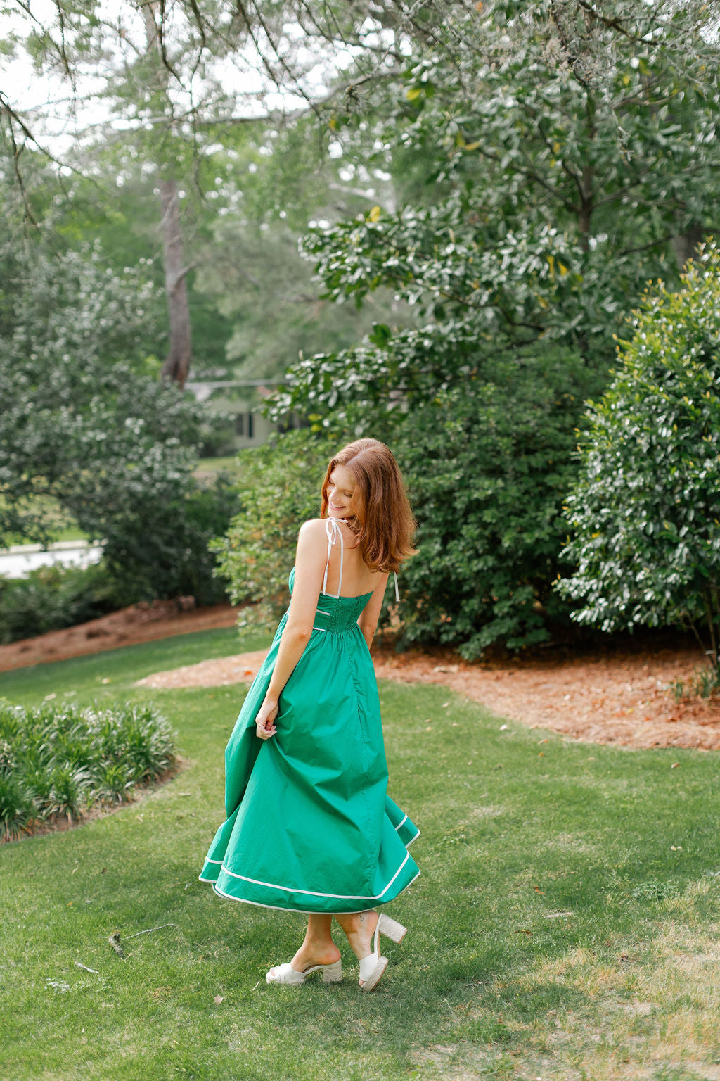 Contrast Piping Midi Dress