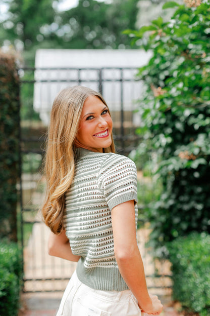 Stripe Short Sleeve Sweater