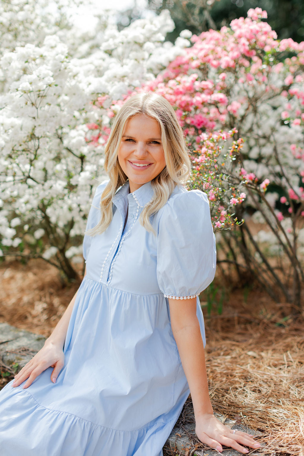 Collared Contrast Trim Midi Dress