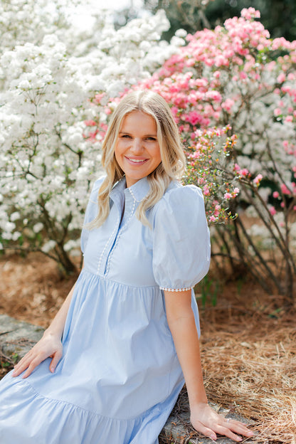 Collared Contrast Trim Midi Dress