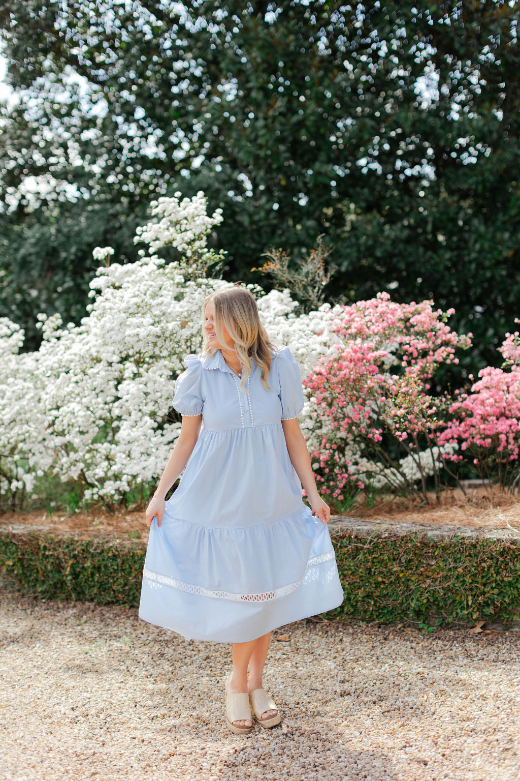 Collared Contrast Trim Midi Dress