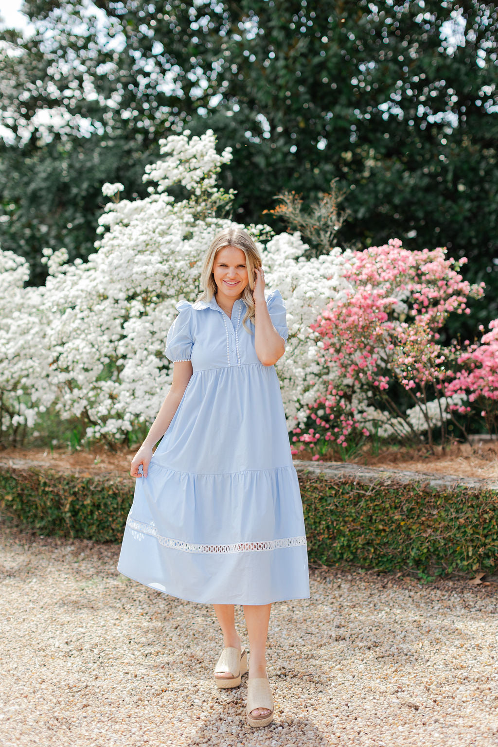 Collared Contrast Trim Midi Dress