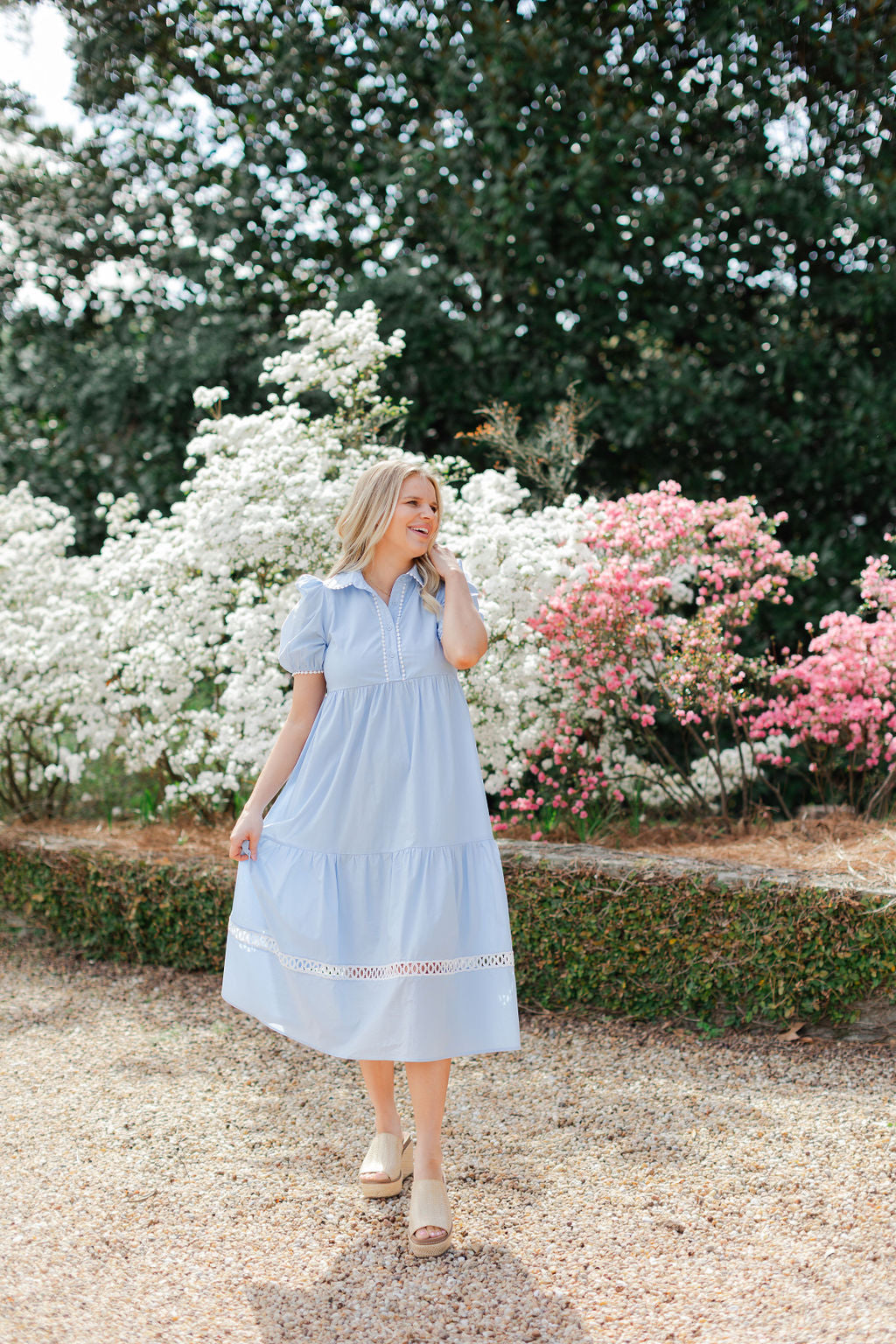 Collared Contrast Trim Midi Dress