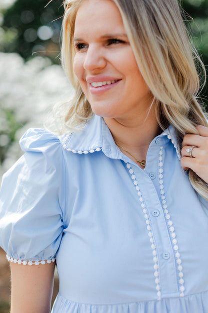 Collared Contrast Trim Midi Dress