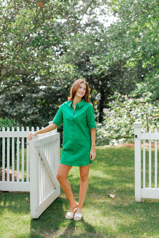 SHORT SLEEVE BUTTON UP DRESS