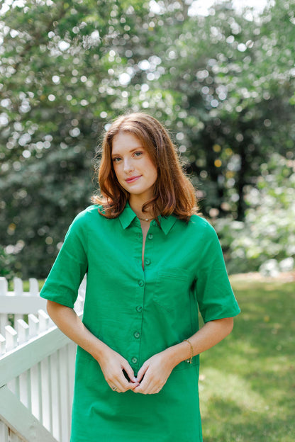 SHORT SLEEVE BUTTON UP DRESS