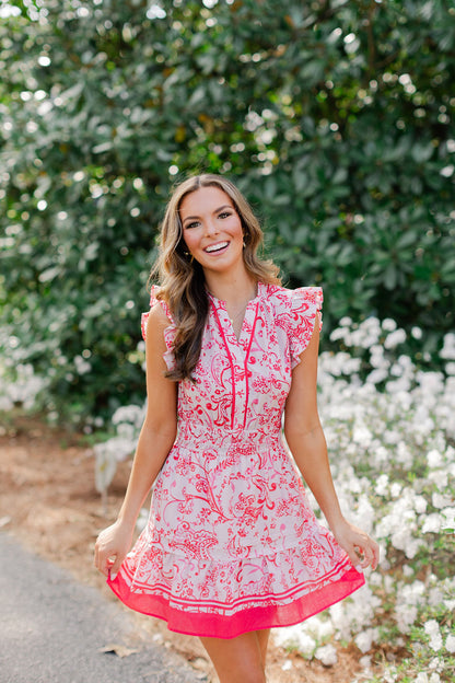 Paisley V Neck Mini Dress