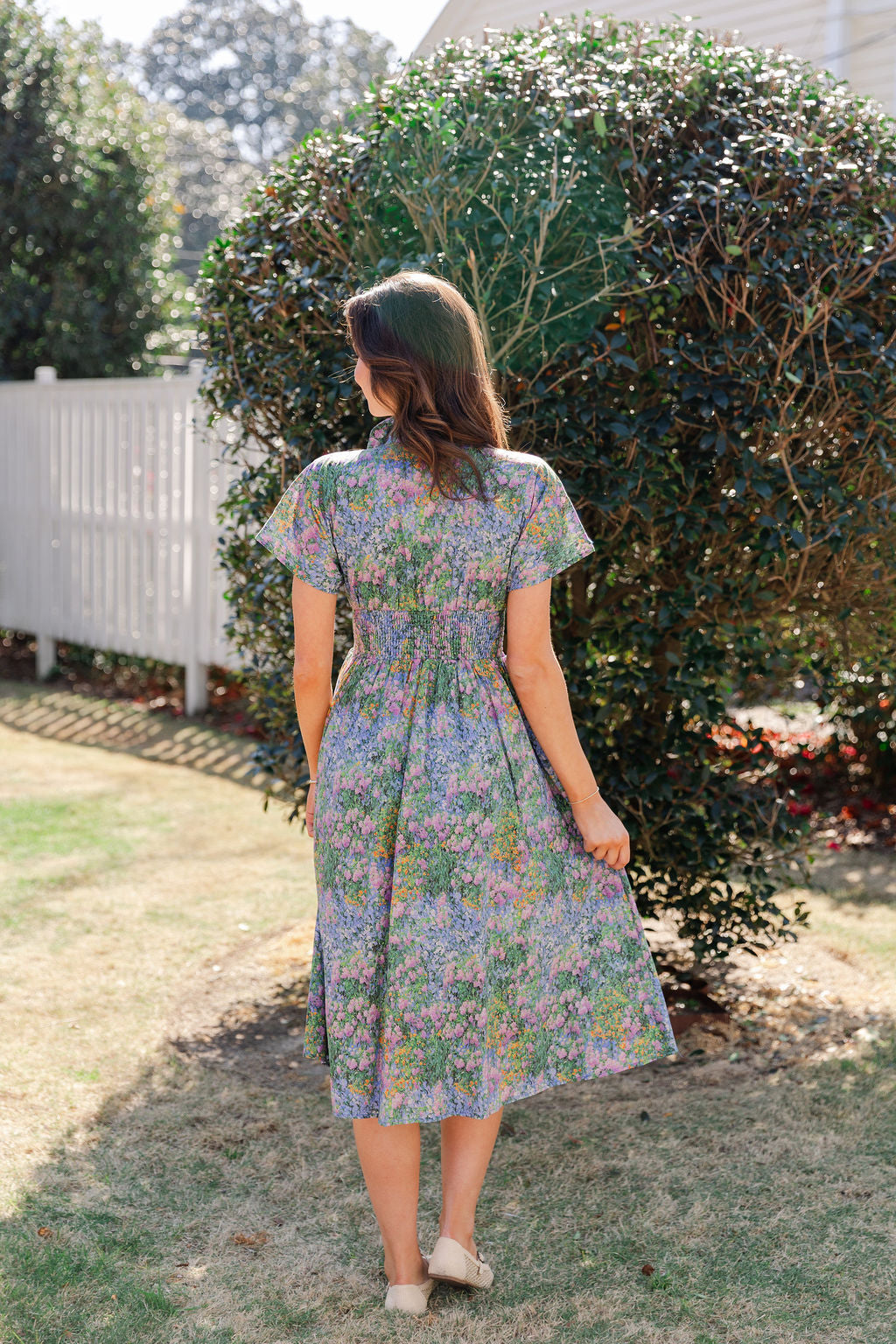 Collared Zip Front Floral Dress
