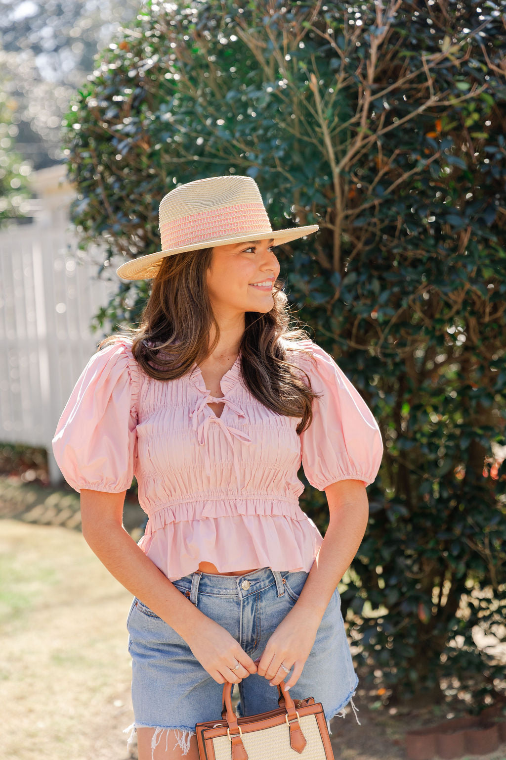 Front Tie Shirring Top