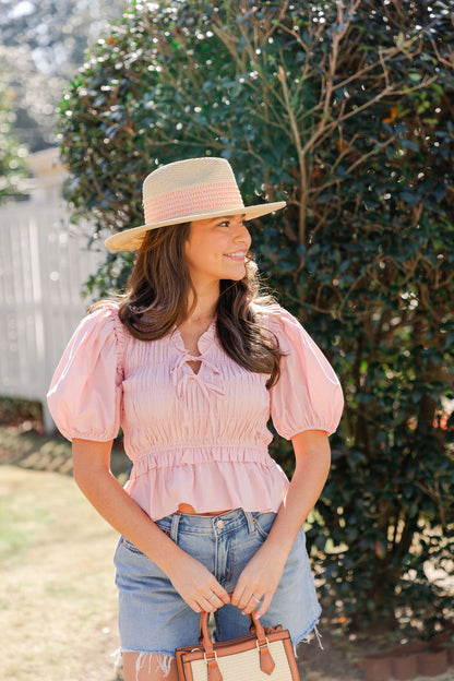 Front Tie Shirring Top