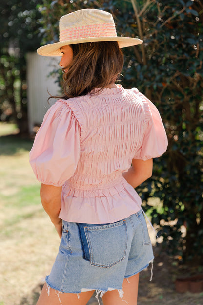 Front Tie Shirring Top