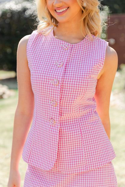 Gingham Button Up Romper