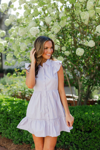 Fit & Flare Ruffled Sleeve Dress